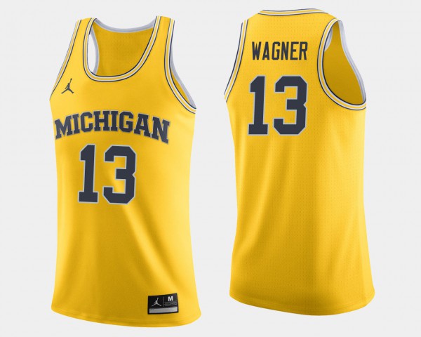 University of Michigan #13 Men Moritz Wagner Jersey Maize University College Basketball